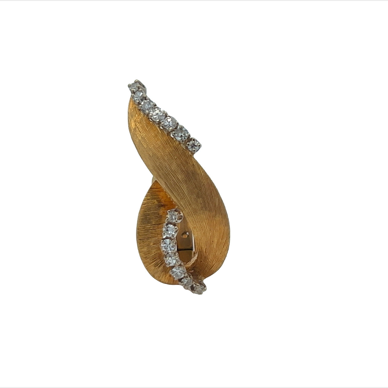 1970s 18KT Yellow Gold Diamond Earrings front view