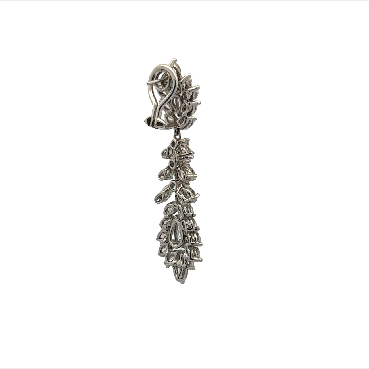 1960s Platinum Diamond Earrings back view