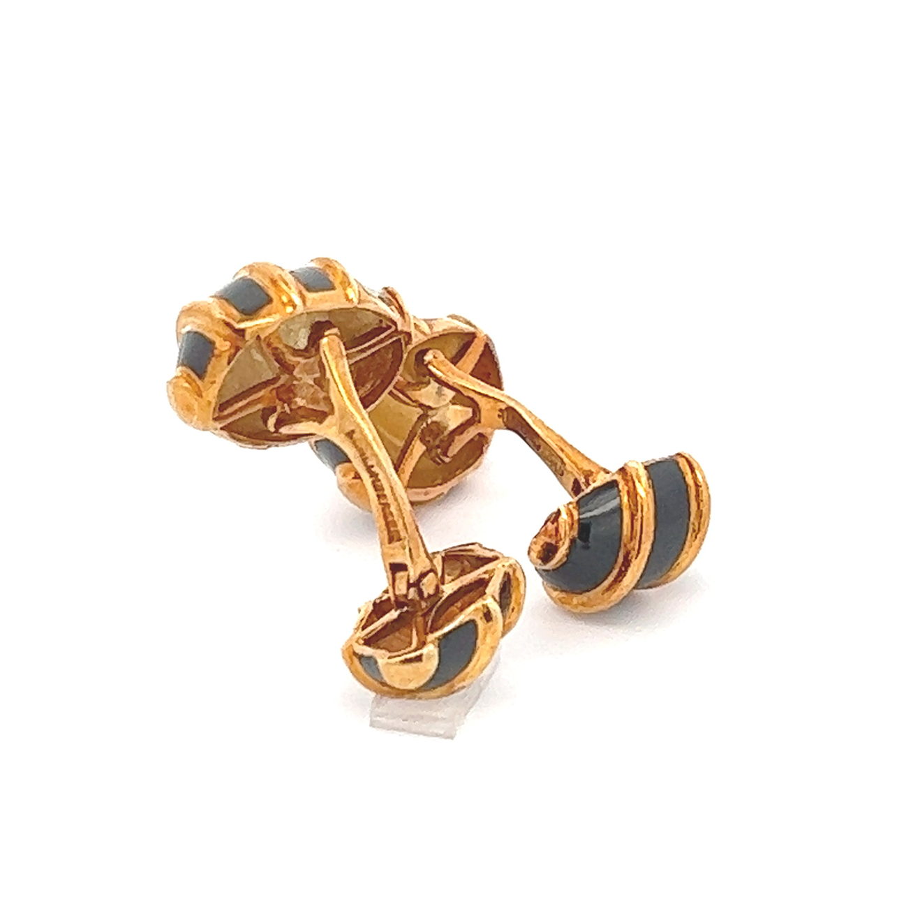 Jean Schlumberger 1960s 18KT Yellow Gold Enamel Cufflinks side view