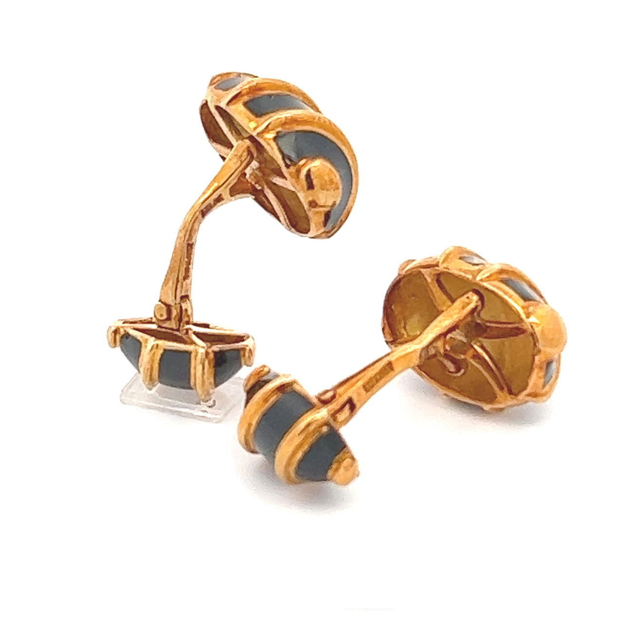 Jean Schlumberger 1960s 18KT Yellow Gold Enamel Cufflinks back view