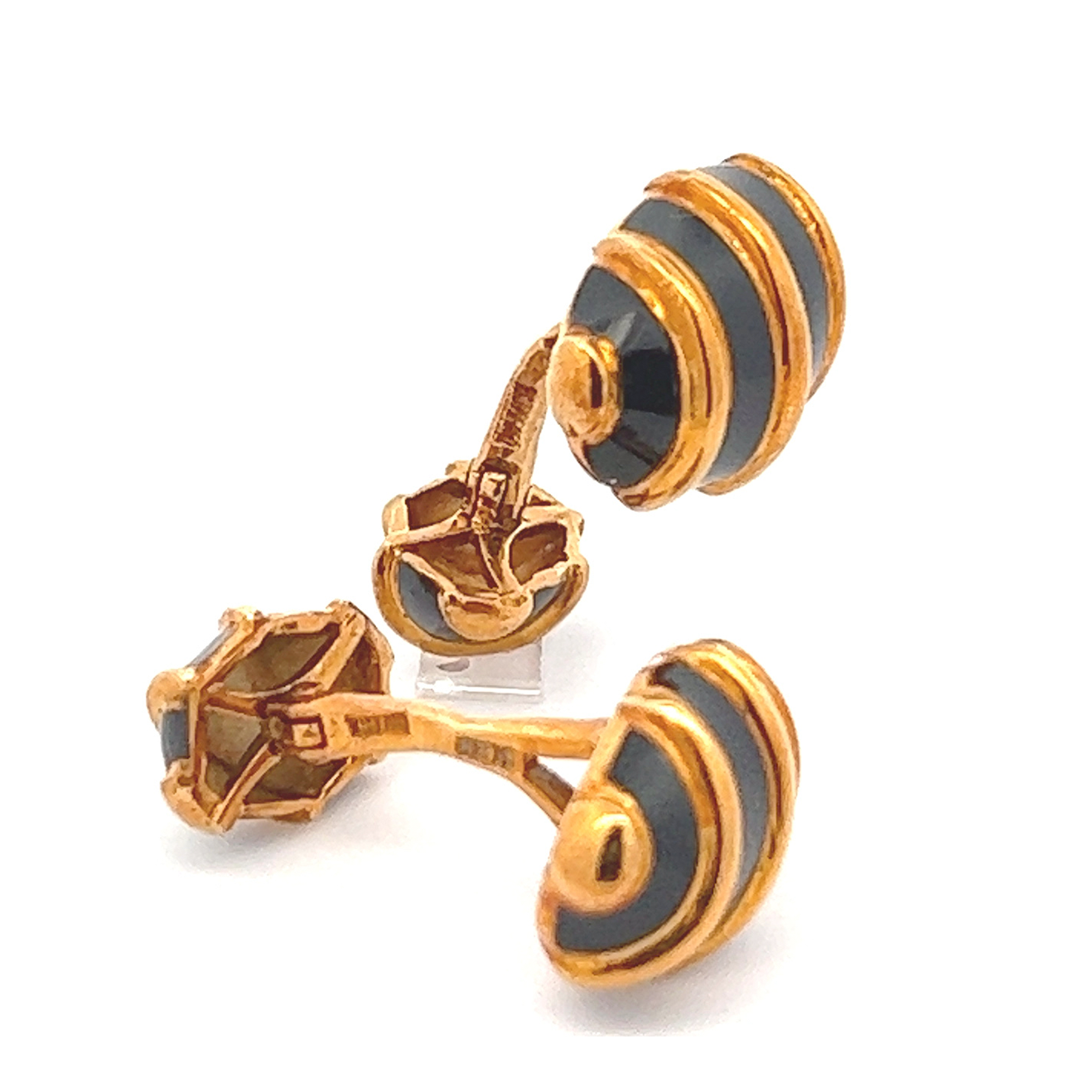 Jean Schlumberger 1960s 18KT Yellow Gold Enamel Cufflinks side view