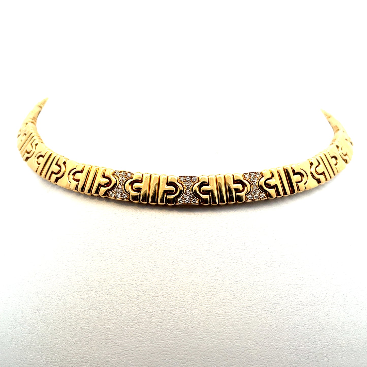 Bulgari 1980s 18KT Yellow Gold Diamond Parentesti Necklace on form