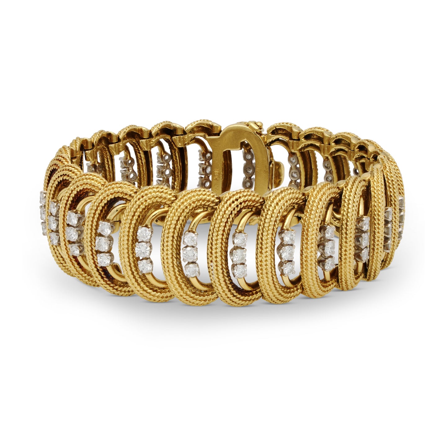Cartier Retro 18KT Yellow Gold Diamond Bracelet front view