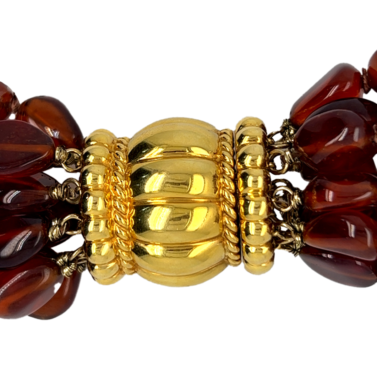 Fulco Di Verdura 1980s 18KT Yellow Gold Garnet Necklace close-up details