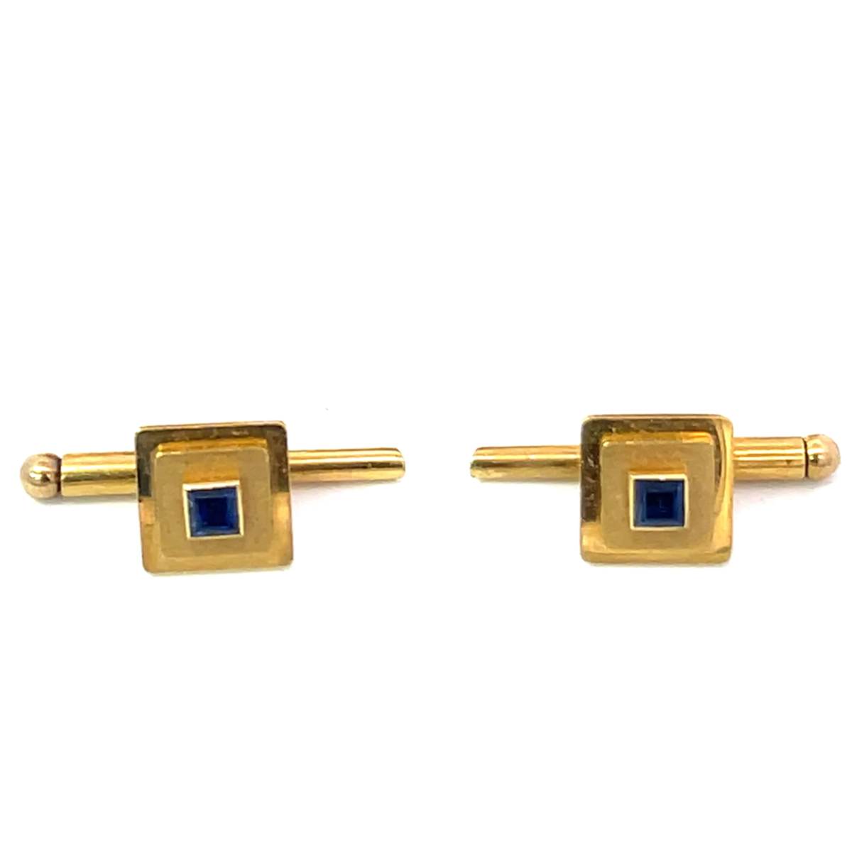 Cartier 1940s 18KT Yellow Gold Sapphire Men's Dress Set front view
