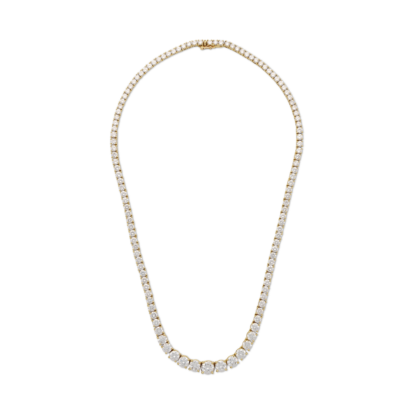 Cartier French Post-1980s 18KT Yellow Gold Diamond Tennis Necklace front view
