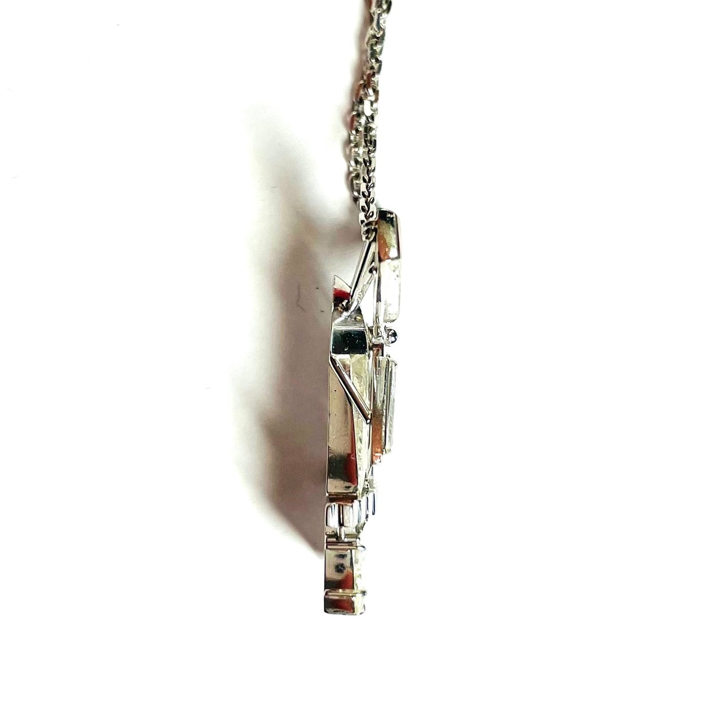 1970s Platinum Diamond Windmill Pendant side view