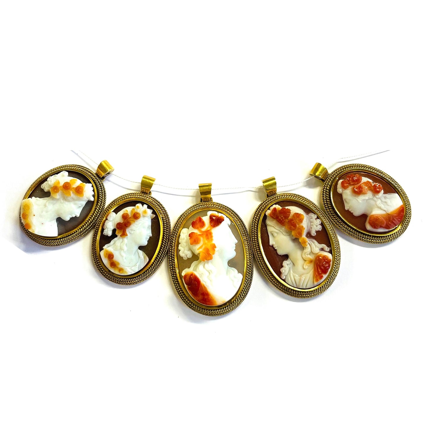 Victorian 18KT Yellow Gold Agate Pendants front