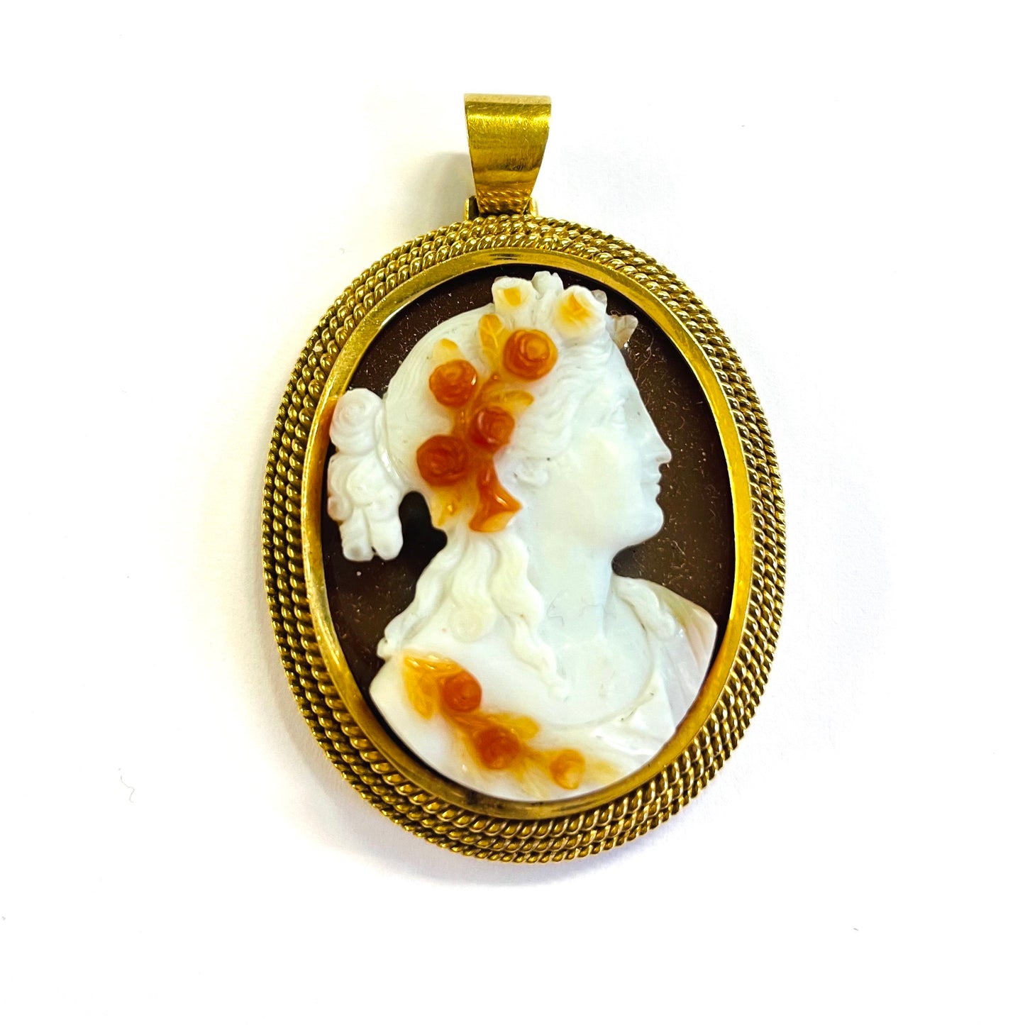 Victorian 18KT Yellow Gold Agate Pendants front