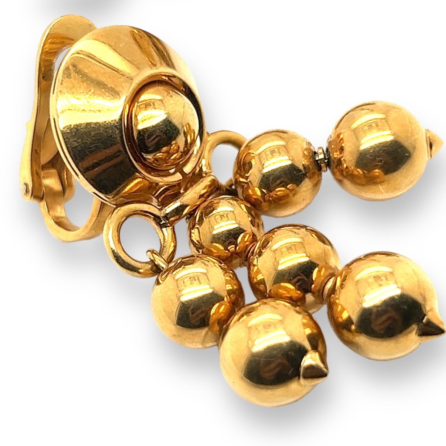 Bulgari 1950s 18KT Yellow Gold Bead Earrings close-up details