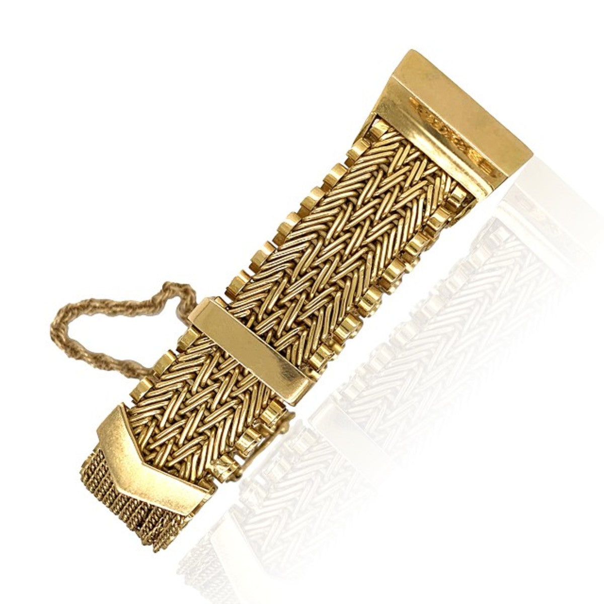 1960s 18KT Yellow Gold Tassel Bracelet front
