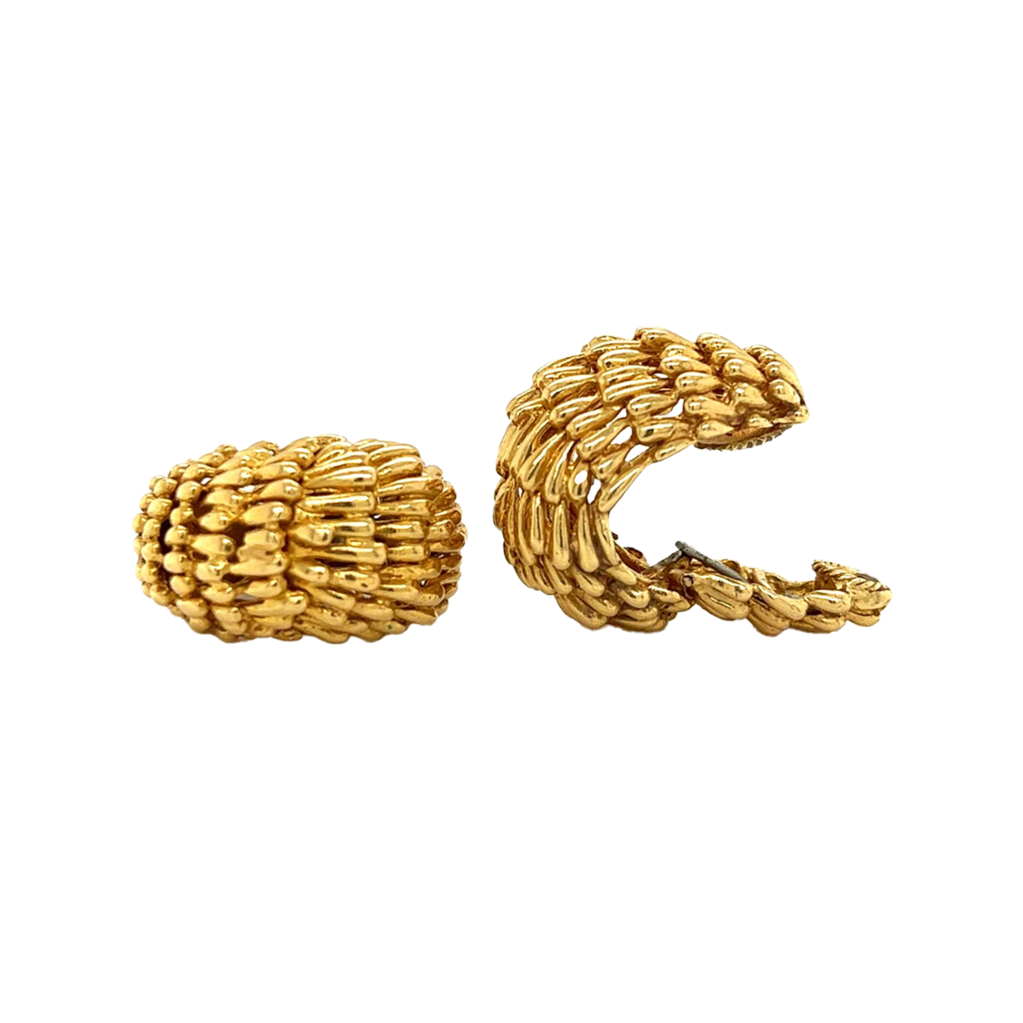 David Webb Post-1980s 18KT Yellow Gold Earrings front and side