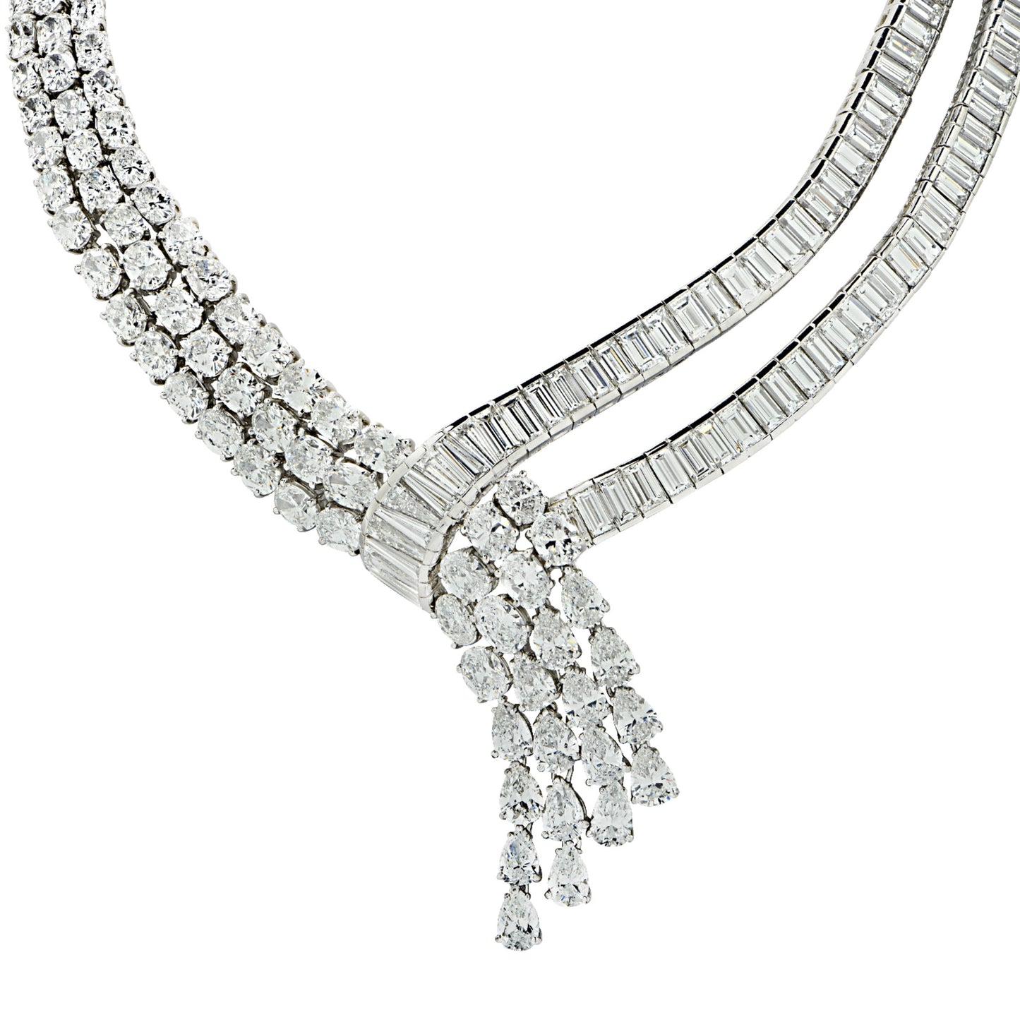 1970s Platinum Diamond Necklace front