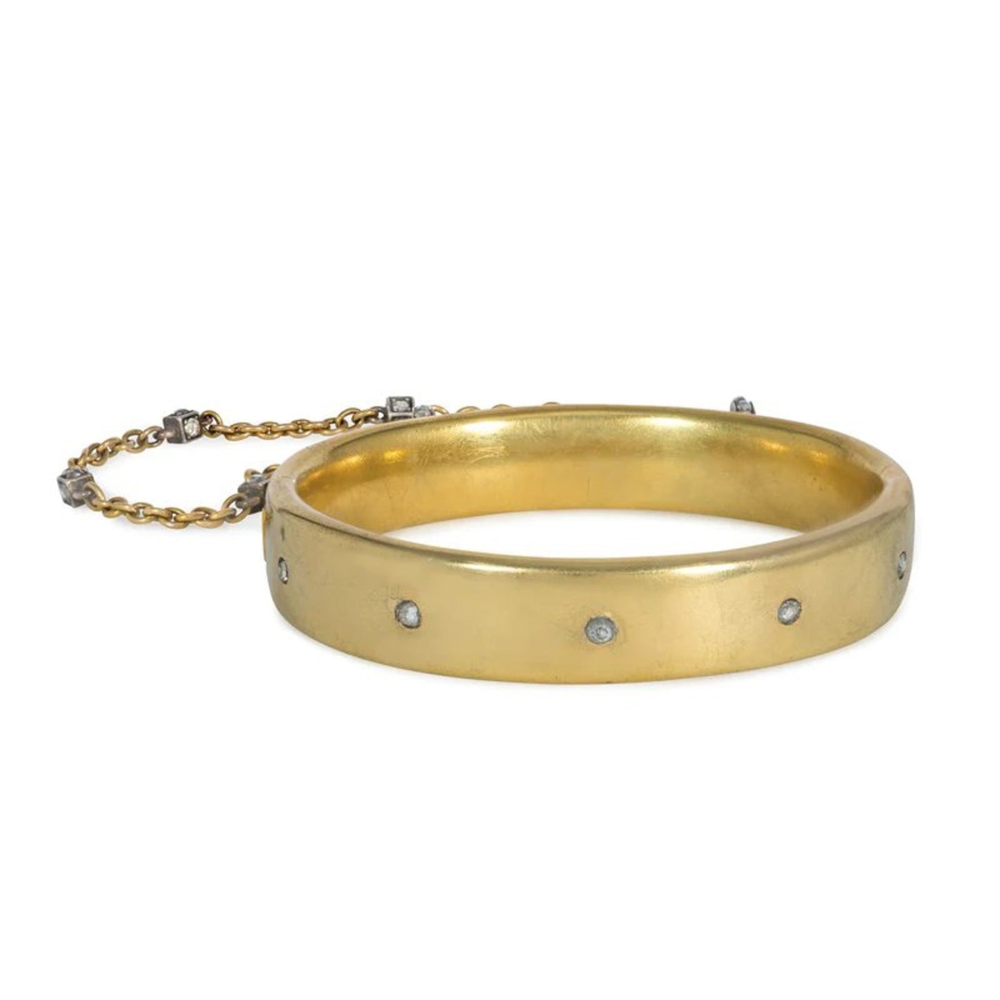 French Victorian Silver & 18KT Yellow Gold Diamond Chain & Pencil Bracelet front