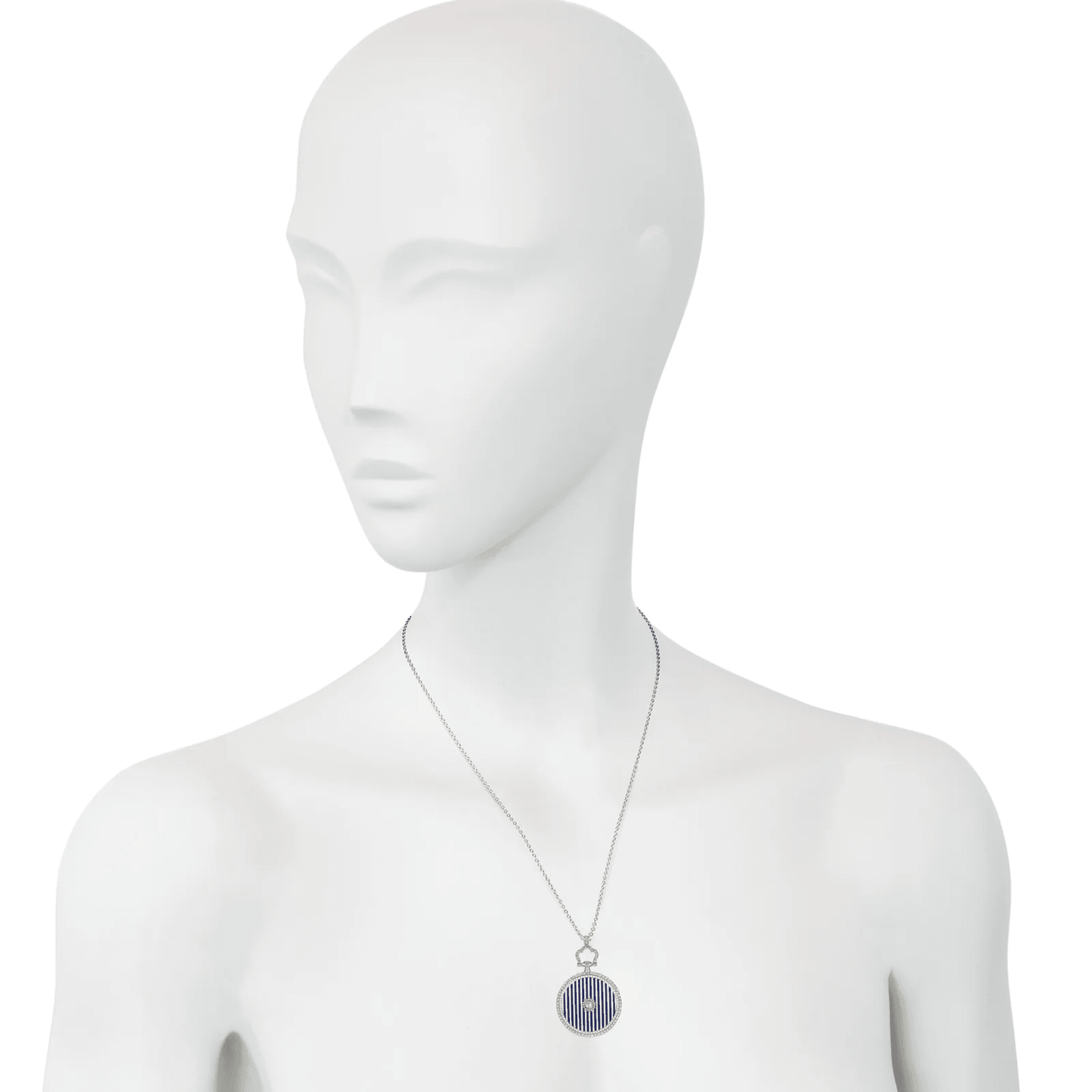 Cartier French Edwardian Platinum & 18KT Yellow Gold Diamond & Enamel Watch Pendant worn on neck