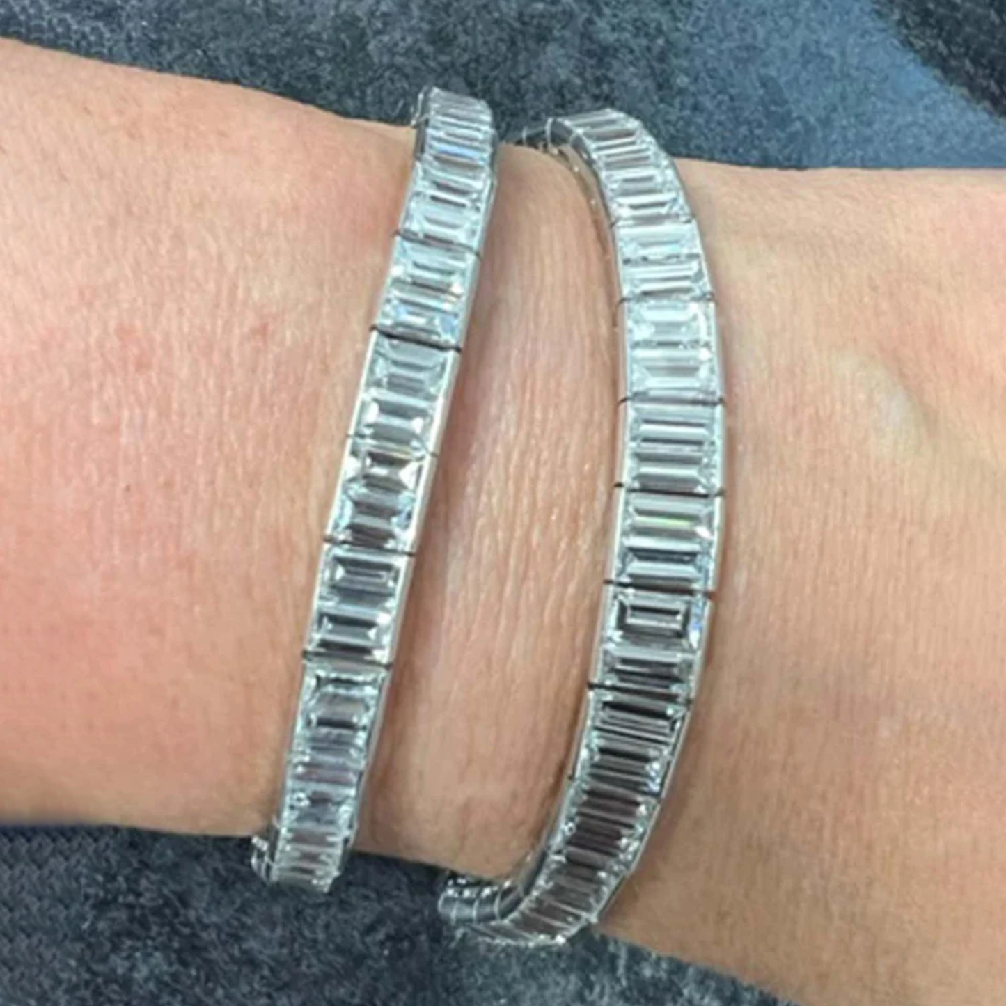 1950s Platinum Diamond Necklace/Bracelet worn on wrist