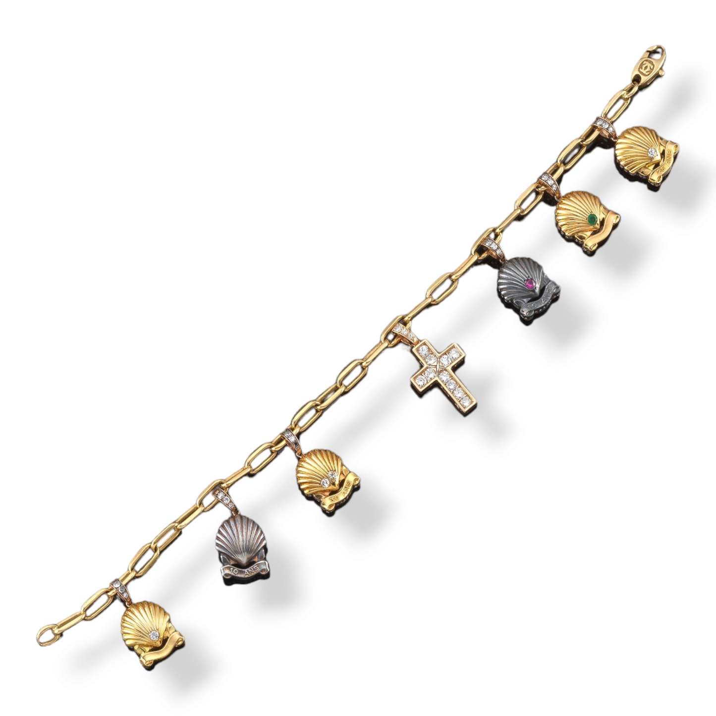 Cartier 1980s Silver & 18KT Yellow Gold Diamond Charm Bracelet front