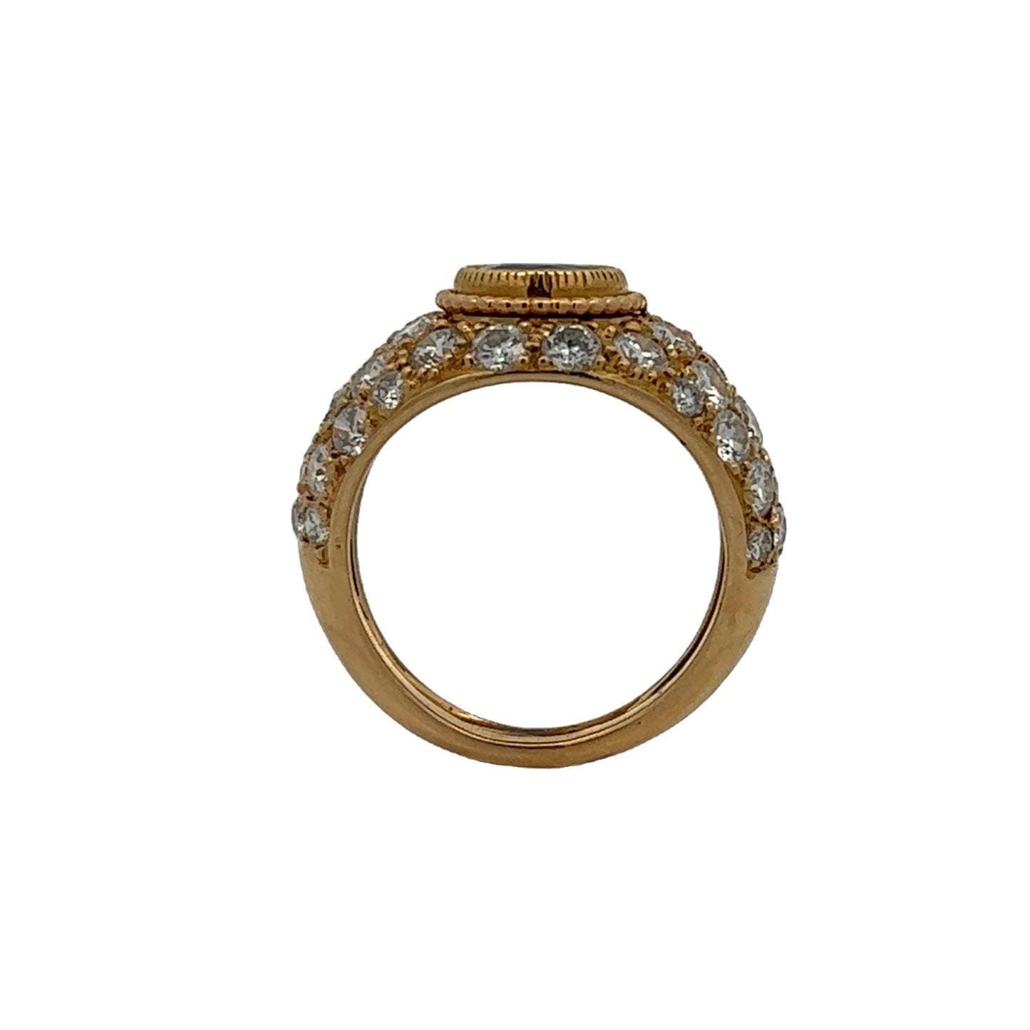 Joseph Marchak 1960s 18KT Yellow Gold Sapphire & Diamond Ring profile