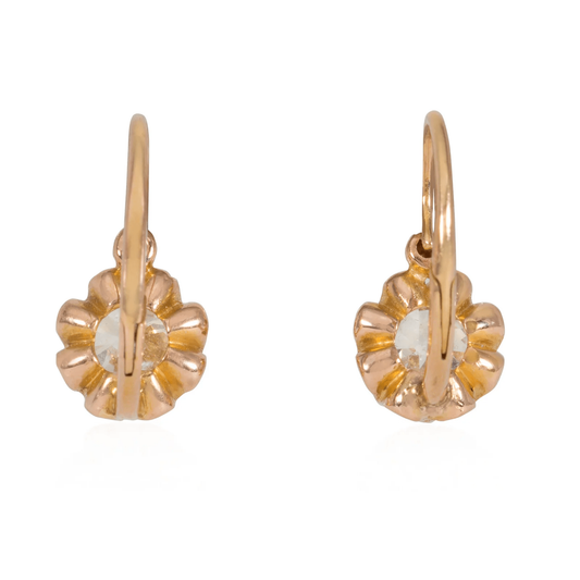 Amédée Petré French Victorian 18KT Yellow Gold Diamond Dormeuse Earrings back