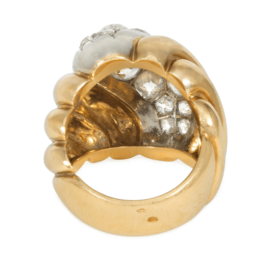 Suzanne Belperron French Retro Platinum & 18KT Yellow Gold Diamond Ring back