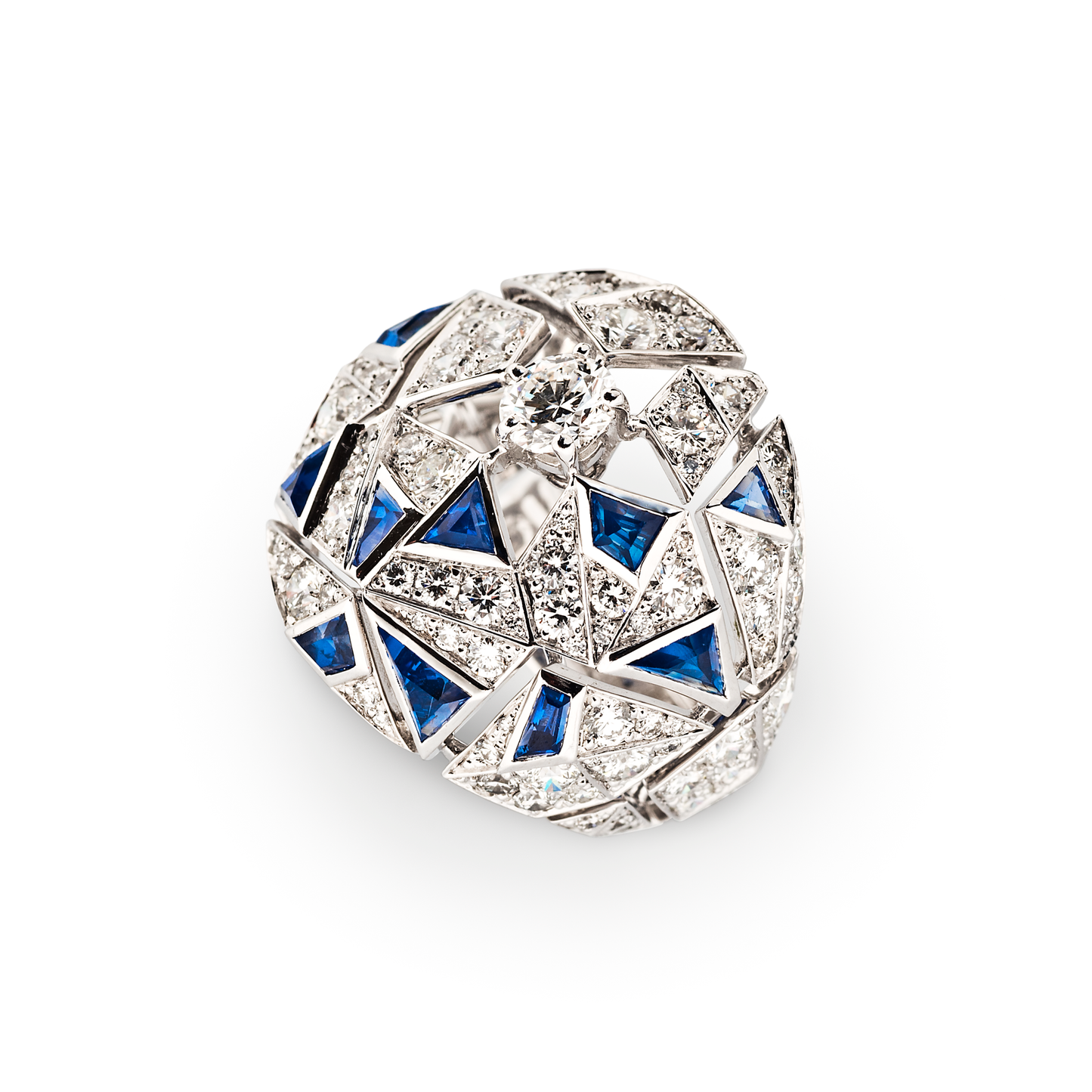 Chanel Post-1980s 18KT White Gold Sapphire & Diamond Muse Ring side