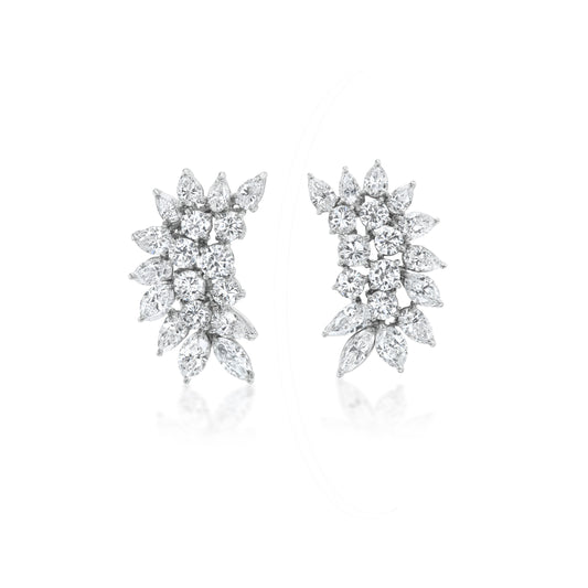 1960s Platinum Diamond Earrings front
