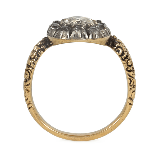Georgian 18KT Yellow Gold Diamond Ring profile