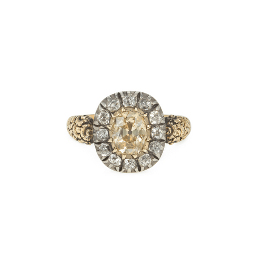 Georgian 18KT Yellow Gold Diamond Ring front