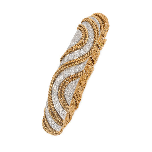 1960s 18KT Yellow Gold Diamond Bracelet front