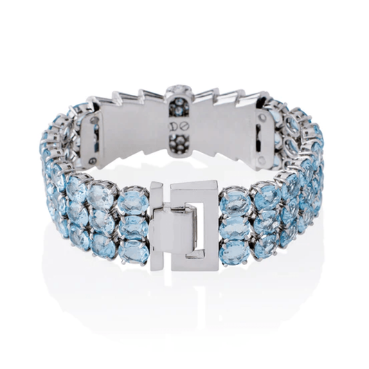 Tiffany & Co. & Verger Frères French 1930s Platinum Diamond & Aquamarine Bracelet back