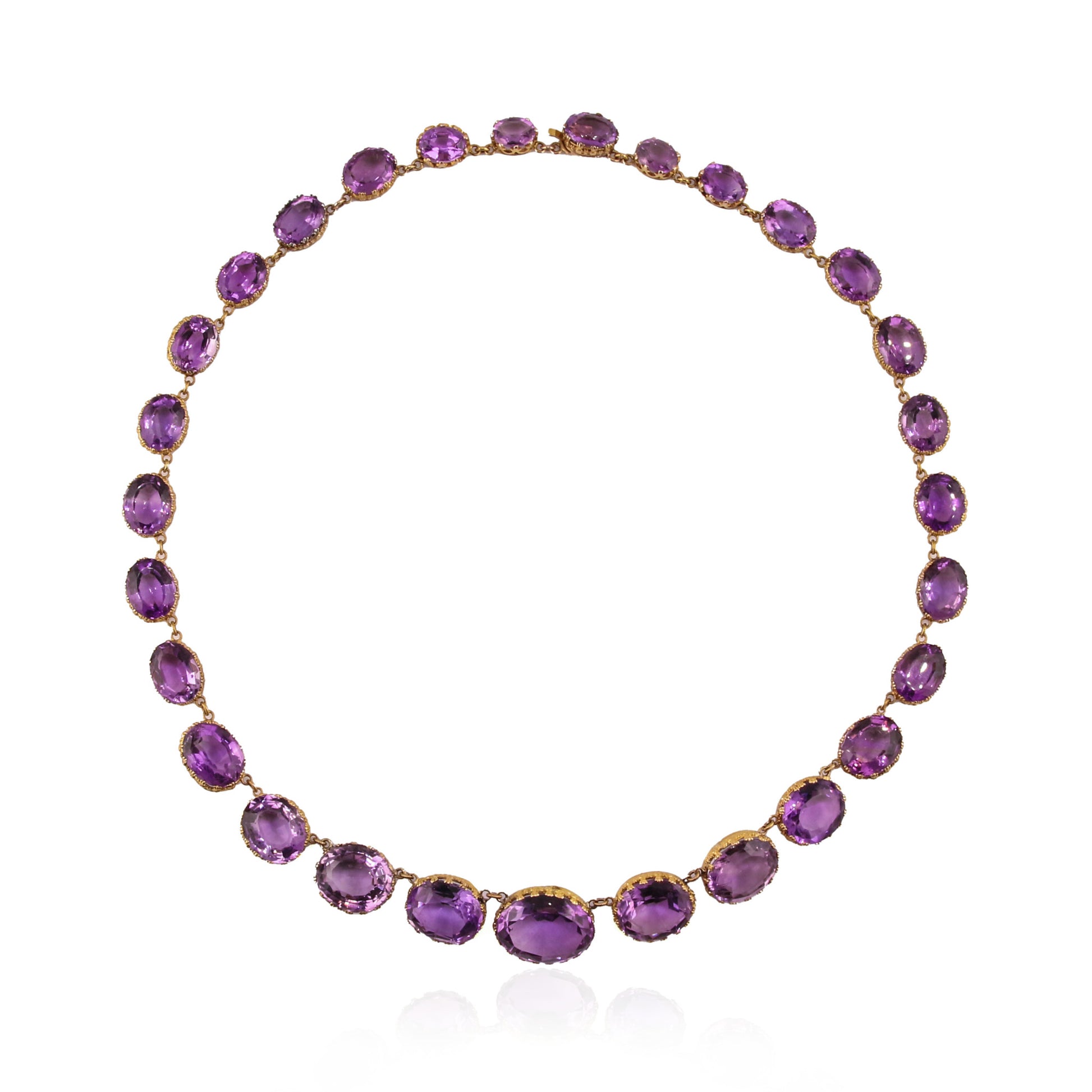 French Antique 18KT Yellow Gold Amethyst Necklace front