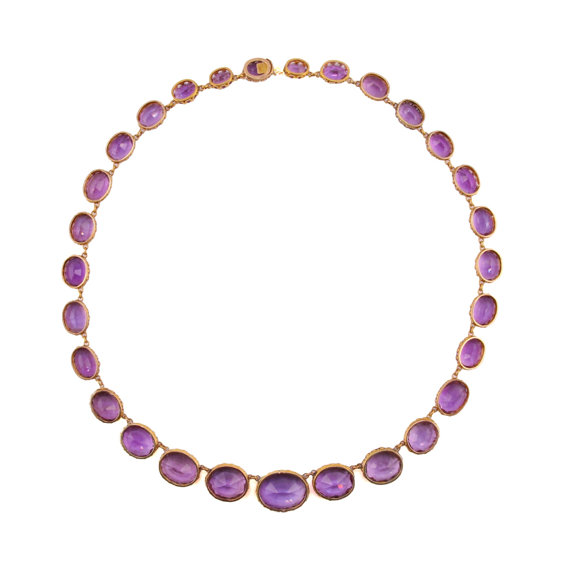 French Antique 18KT Yellow Gold Amethyst Necklace back