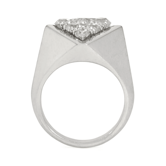 French Art Deco Platinum & 18KT Yellow Gold Diamond Ring profile