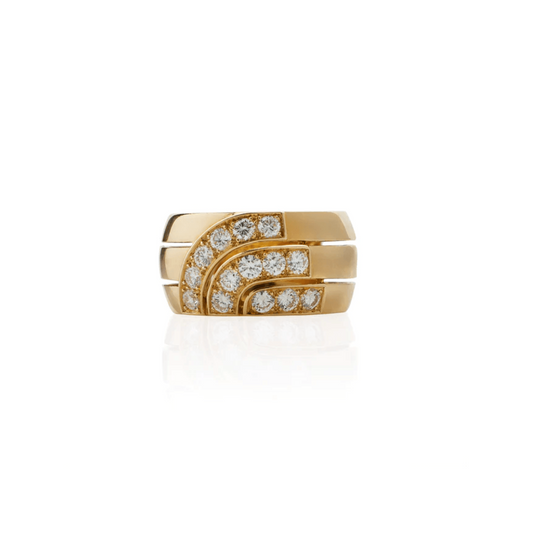 Cartier Paris 1980s 18KT Yellow Gold Diamond Ring front