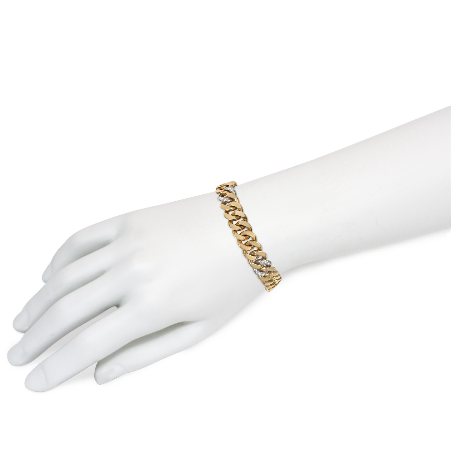 1950s Platinum & 18KT Yellow Gold Diamond Bracelet on wrist