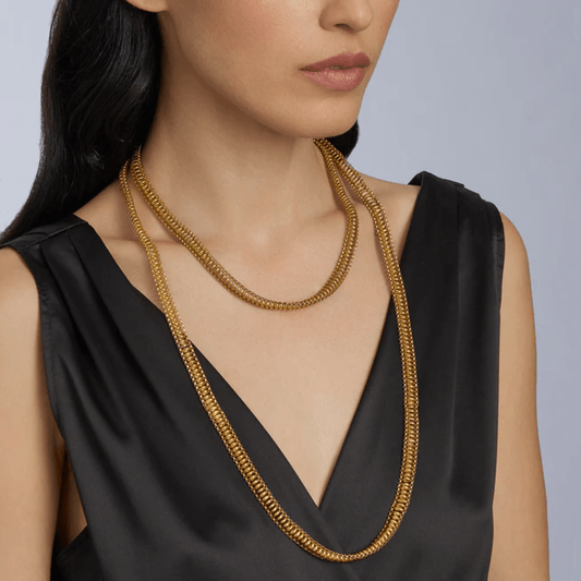 Georgian 18KT Yellow Gold Necklace on neck