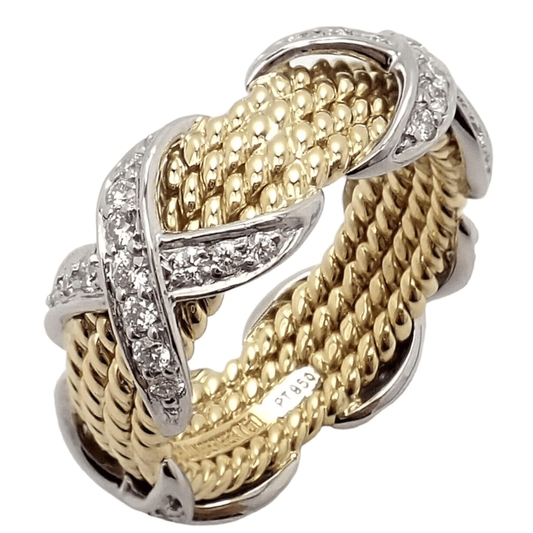 Jean Schlumberger Tiffany & Co. Post-1980s Platinum & 18KT Yellow Gold Diamond Ring front