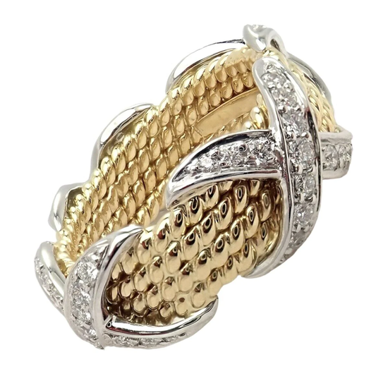 Jean Schlumberger Tiffany & Co. Post-1980s Platinum & 18KT Yellow Gold Diamond Ring side