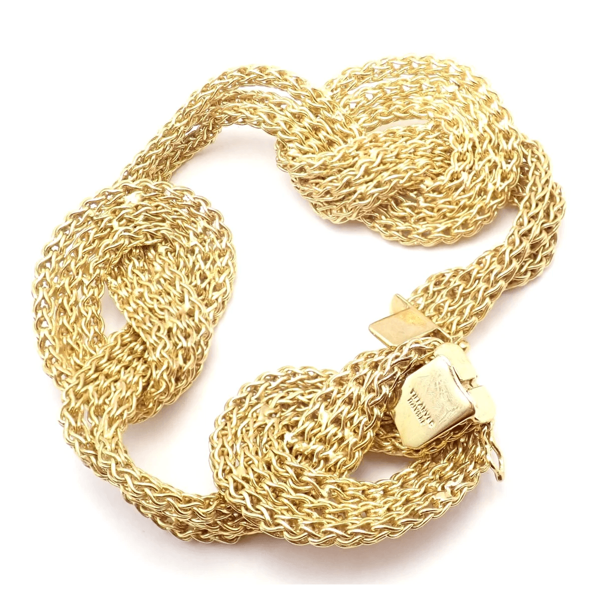 Tiffany & Co. Post-1980s 18KT Yellow Gold Woven Knot Bracelet front