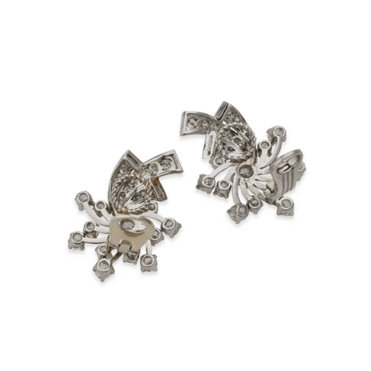 1950s Platinum Diamond Earrings back