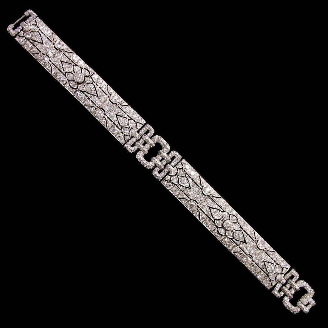 Art Deco diamond and platinum bracelet, circa 1930s.