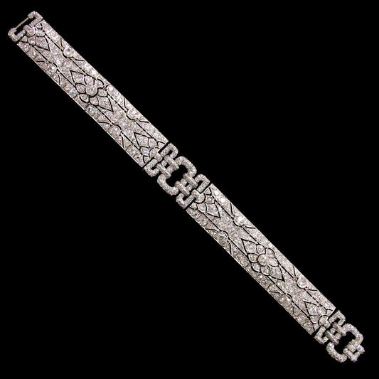Art Deco diamond and platinum bracelet, circa 1930s.