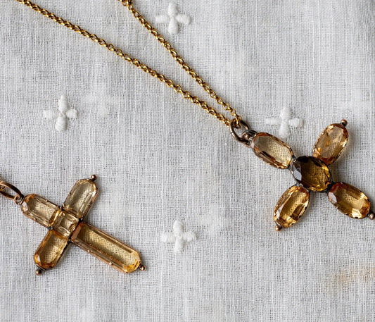 Topaz and gold crosses gifted to Jane Austen and her sister Cassandra, by their brother Charles, a naval officer, courtesy Luke Shears, ©Jane Austen’s House Museum