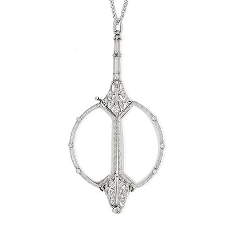 Edwardian diamond and platinum lorgnette pendant, circa 1900-1910.