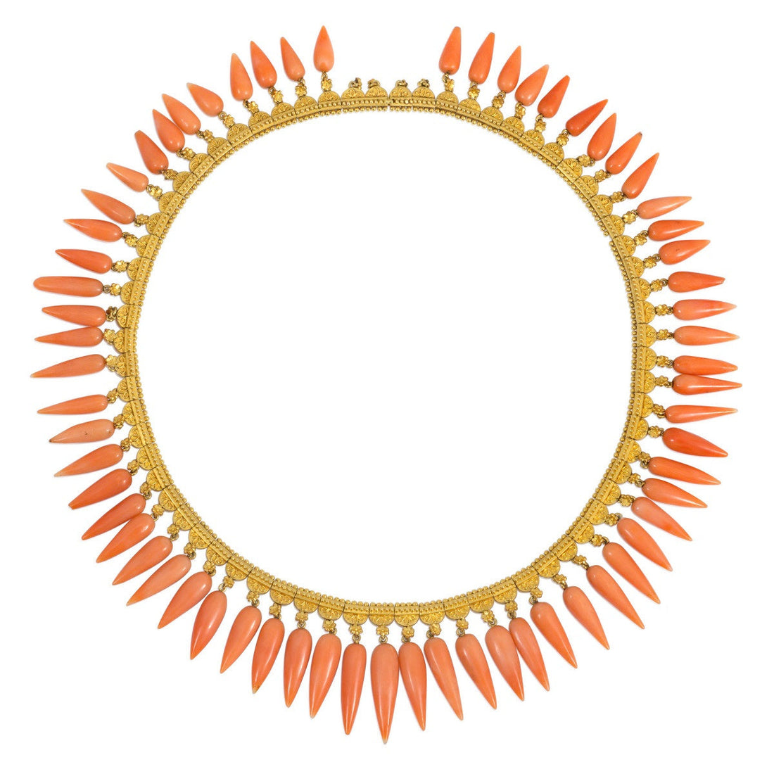 Victorian coral and 18-karat gold necklace, by Eugene Fontenay, France