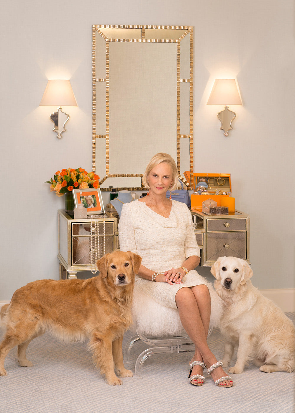 Tiina Smith in her office with her pets 
