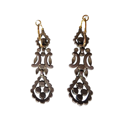 Antique Silver Diamond Iberian Earrings back view