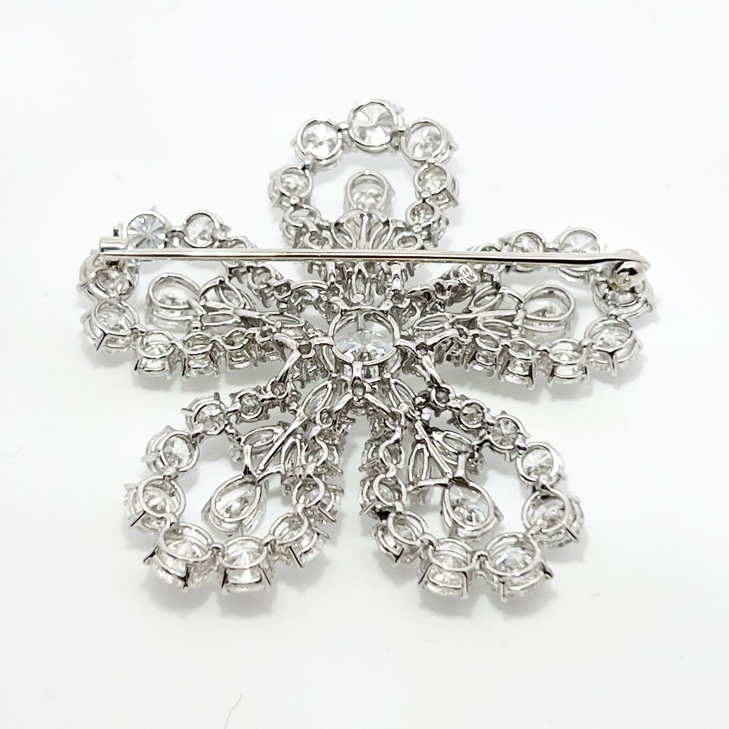 Harry Winston 1950s Platinum Diamond Brooch back view