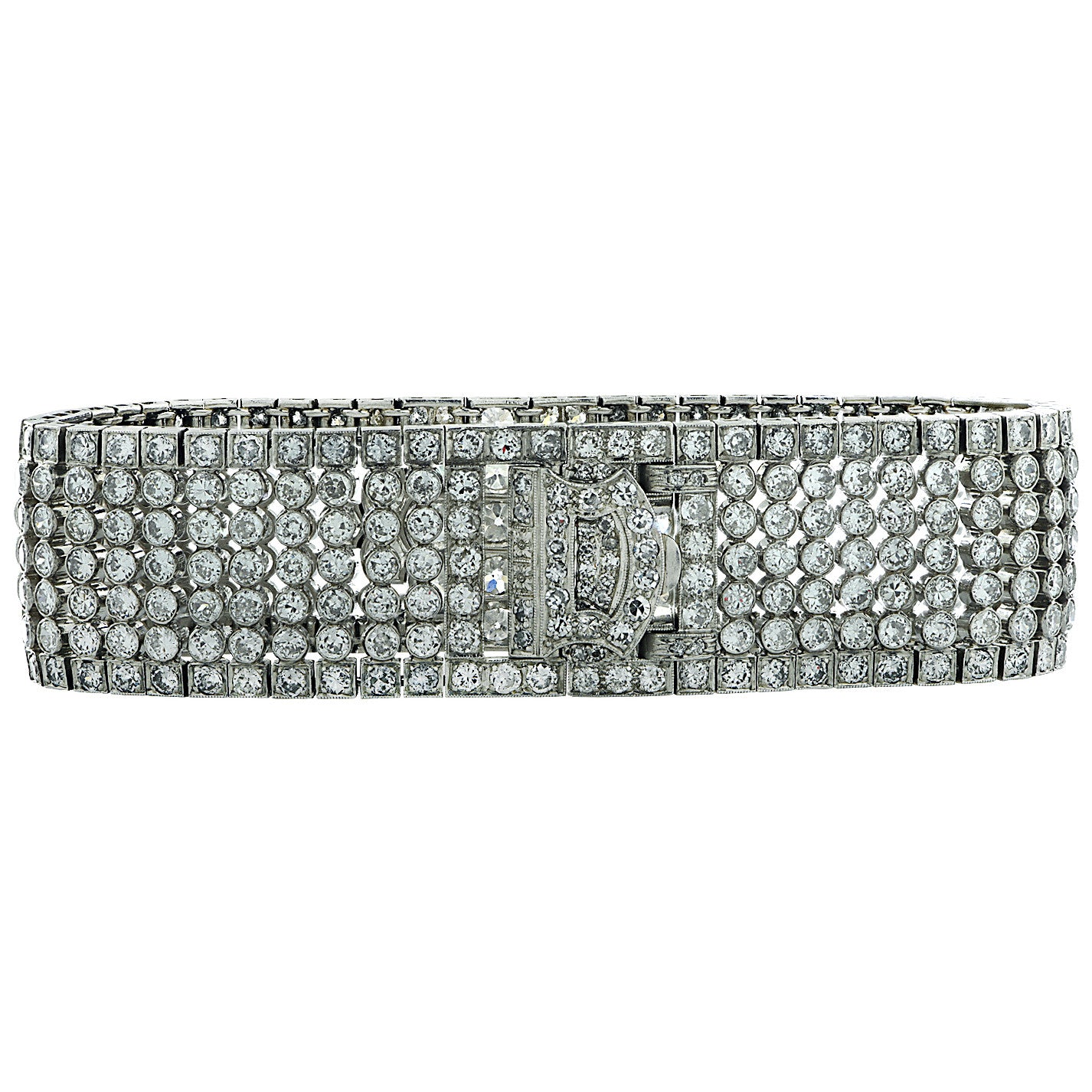 Art Deco Platinum Diamond Bracelet front view