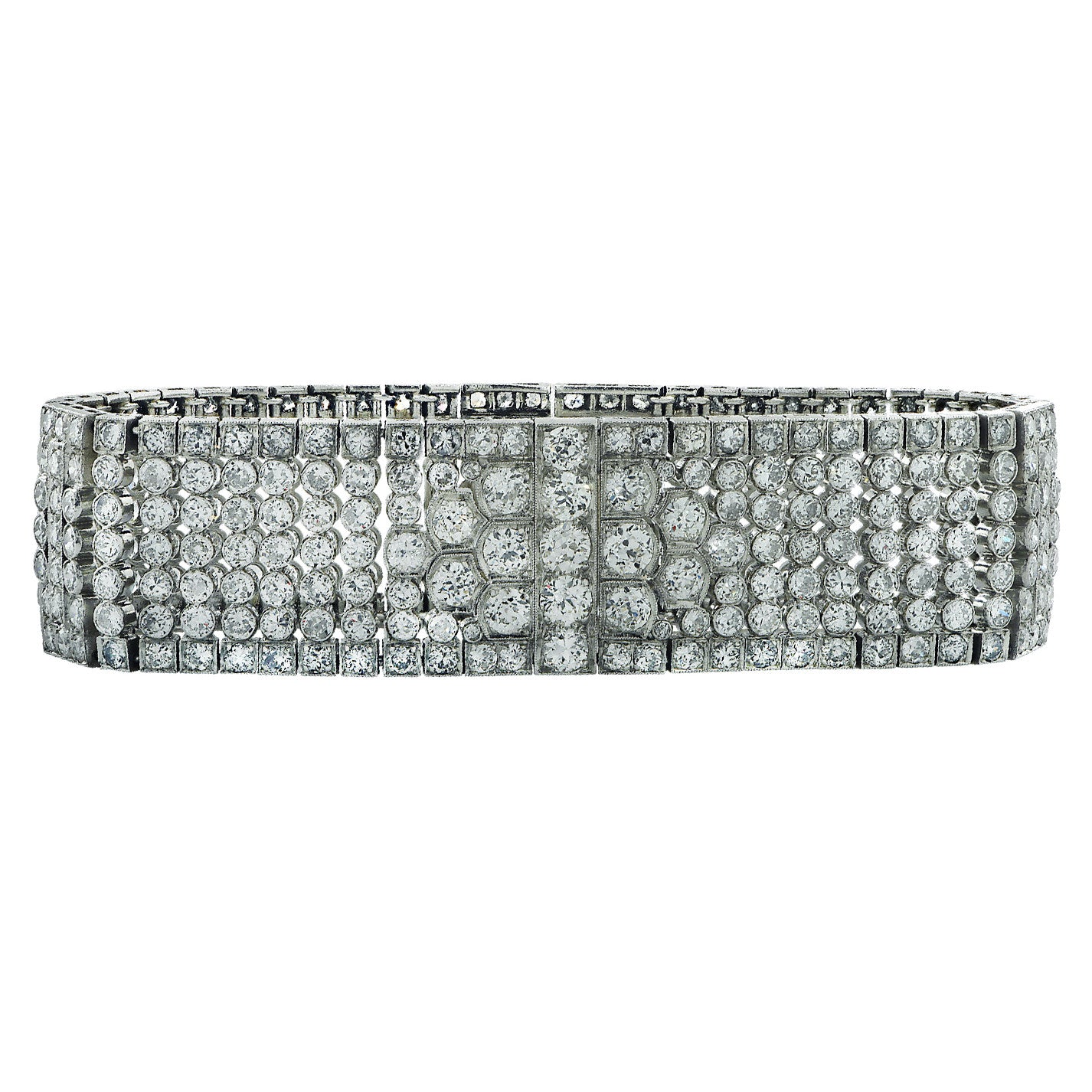 Art Deco Platinum Diamond Bracelet side view